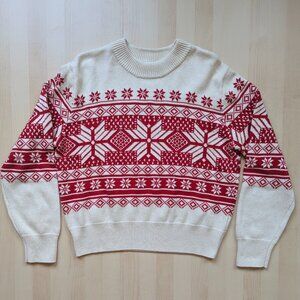 Faherty Sun Valley Red Cream Classic Crew Neck Cashmere Blend